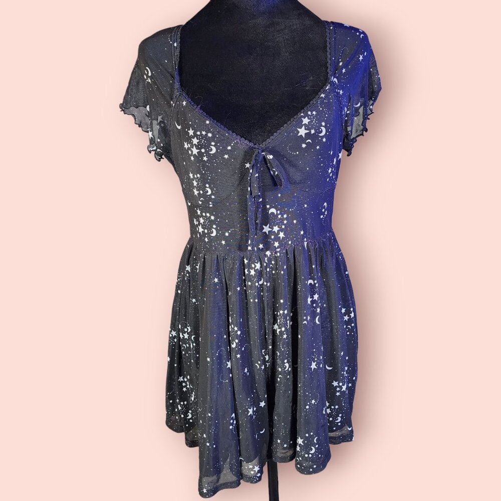 Urban outfitters Celestial Mesh Mini Babydoll romper grunge whimsigoth witchy